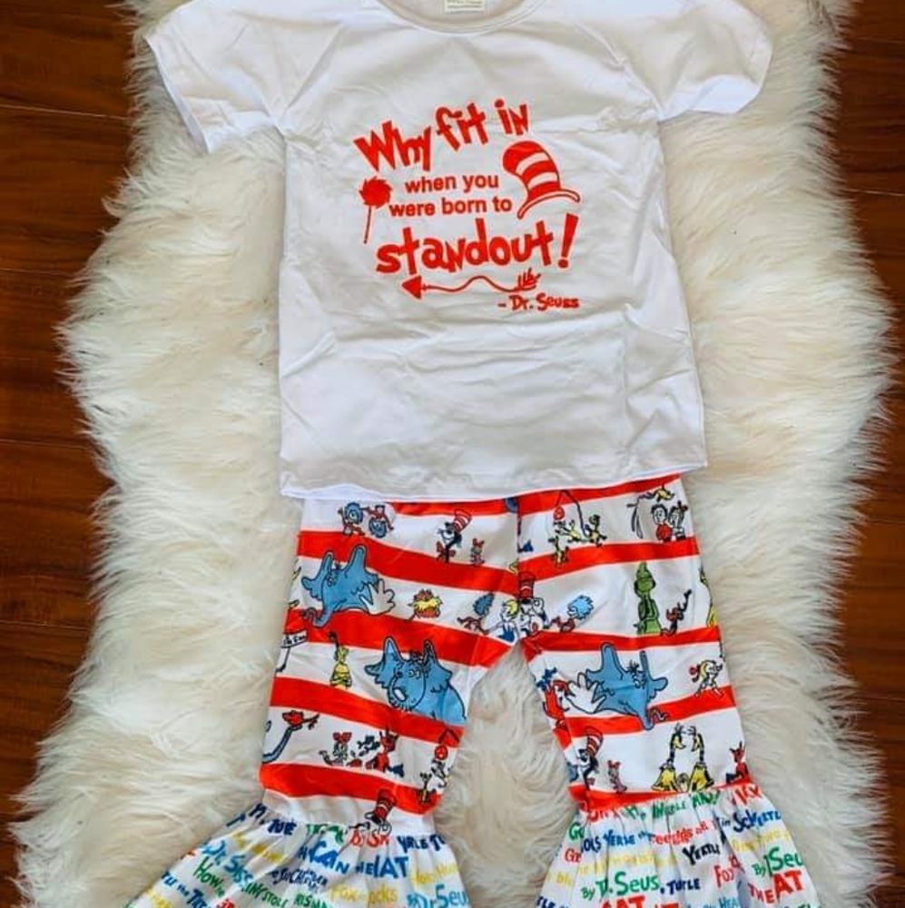 Dr Seuss 2 piece bell bottom set